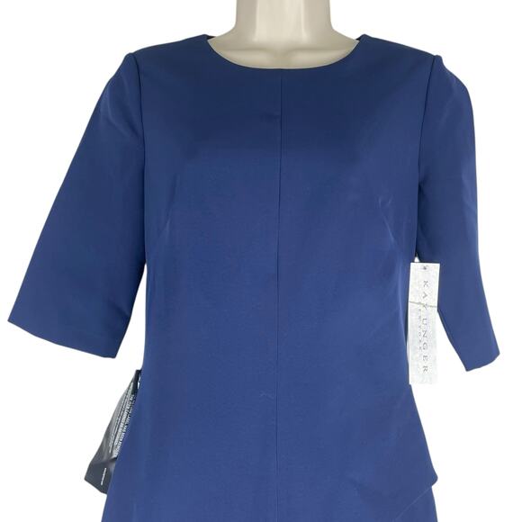 Kay Unger Davina Stretch Walk Thru Jumpsuit Midnight Blue Size 4 - Picture 6 of 12